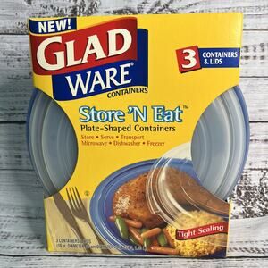 Glad Ware Containers Store N Eat 3 Plate Shaped Containers With Lids